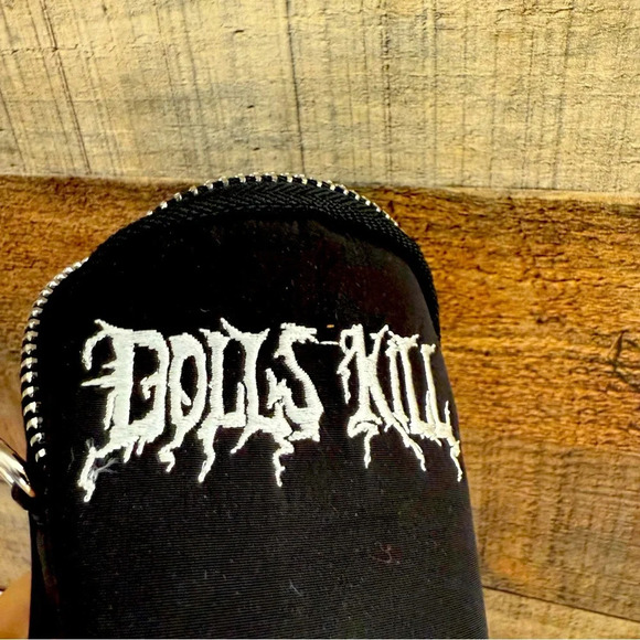 Dolls Kill Black White Embroidered Logo Stitch Mini Bag - Picture 4 of 5